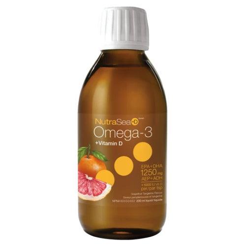 NutraSea+D Omega-3 Grapefruit tangerine 200 mL Supplements - EFAs at Village Vitamin Store