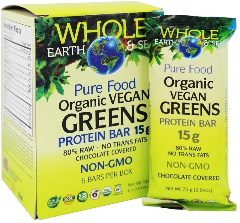 Whole Earth & Sea Organic Vegan Protein Bar Chocolate Covered 6 Packs Supplements - Protein at Village Vitamin Store