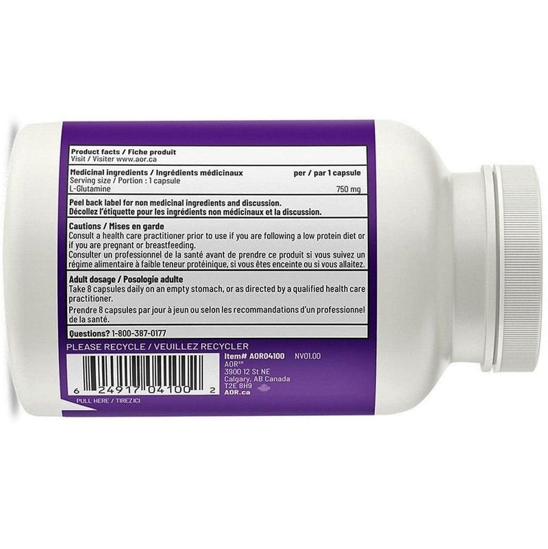AOR L-Glutamine 750mg 120 Veggie Caps Supplements - Amino Acids at Village Vitamin Store