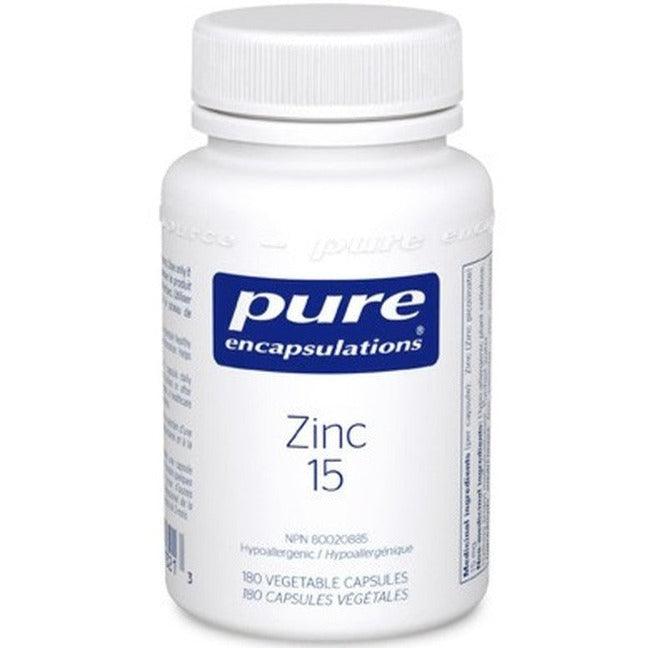 Pure Encapsulations Zinc 15, 180 Caps Minerals - Zinc at Village Vitamin Store